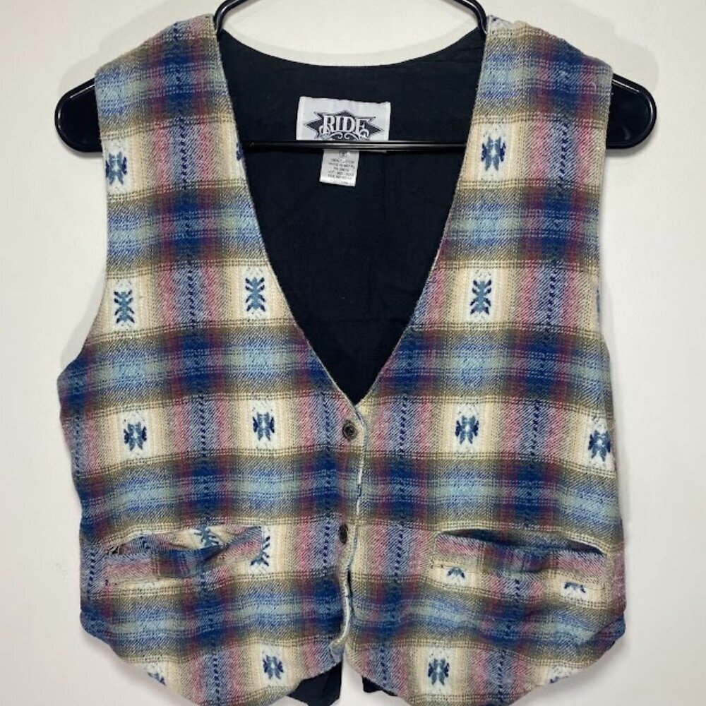 Vintage Ride Multicolored Flannel Vest